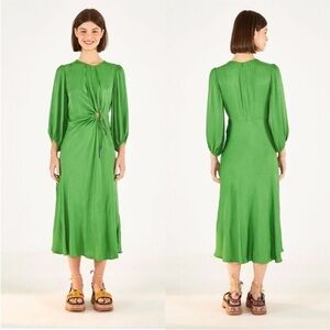 New! Farm Rio Front Circle Cut Out Midi Dress Long Sleeve Dress Size XS